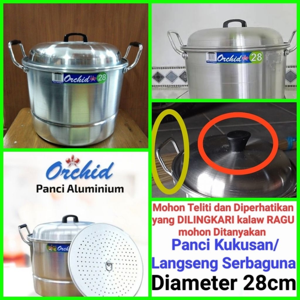 langseng nasi dandang nasi panci kukusan panci serbaguna aluminium diameter 28cm ORCHID