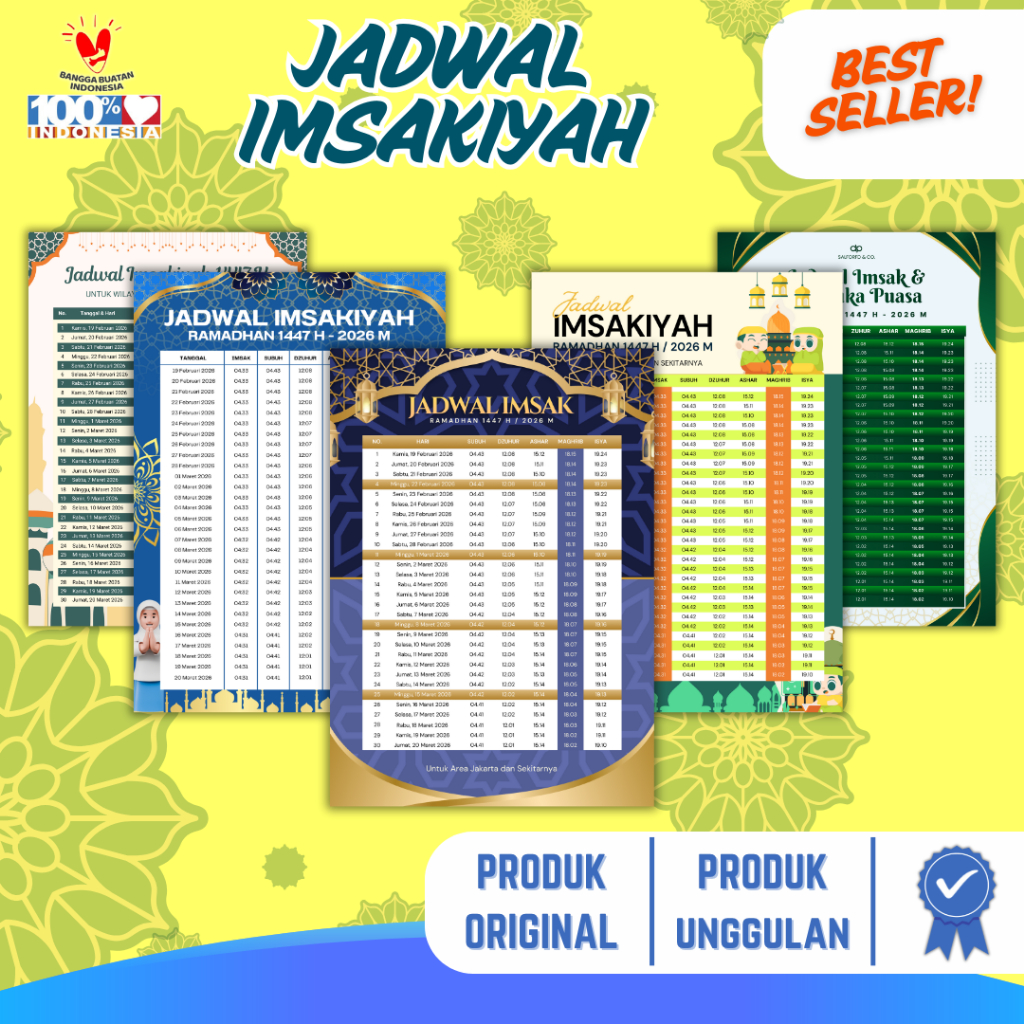 CETAK JADWAL IMSAKIYAH 1446 H / 2026 / FREE TAMPLATE  - JADWAL IMSAKIYAH A4