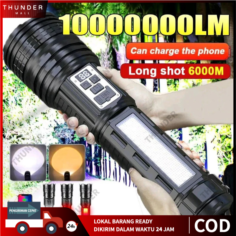 Senter Daya Tinggi, Senter Super Besar, Senter Isi Ulang LED Terkuat, Senter Jarak Jauh, Senter Luar