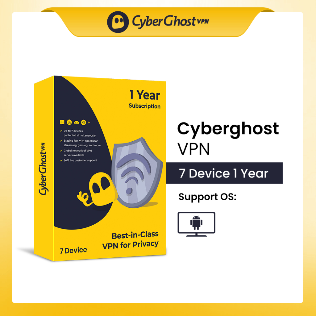 For Android TV CyberGhost VPN Original 7 Device 1 Year