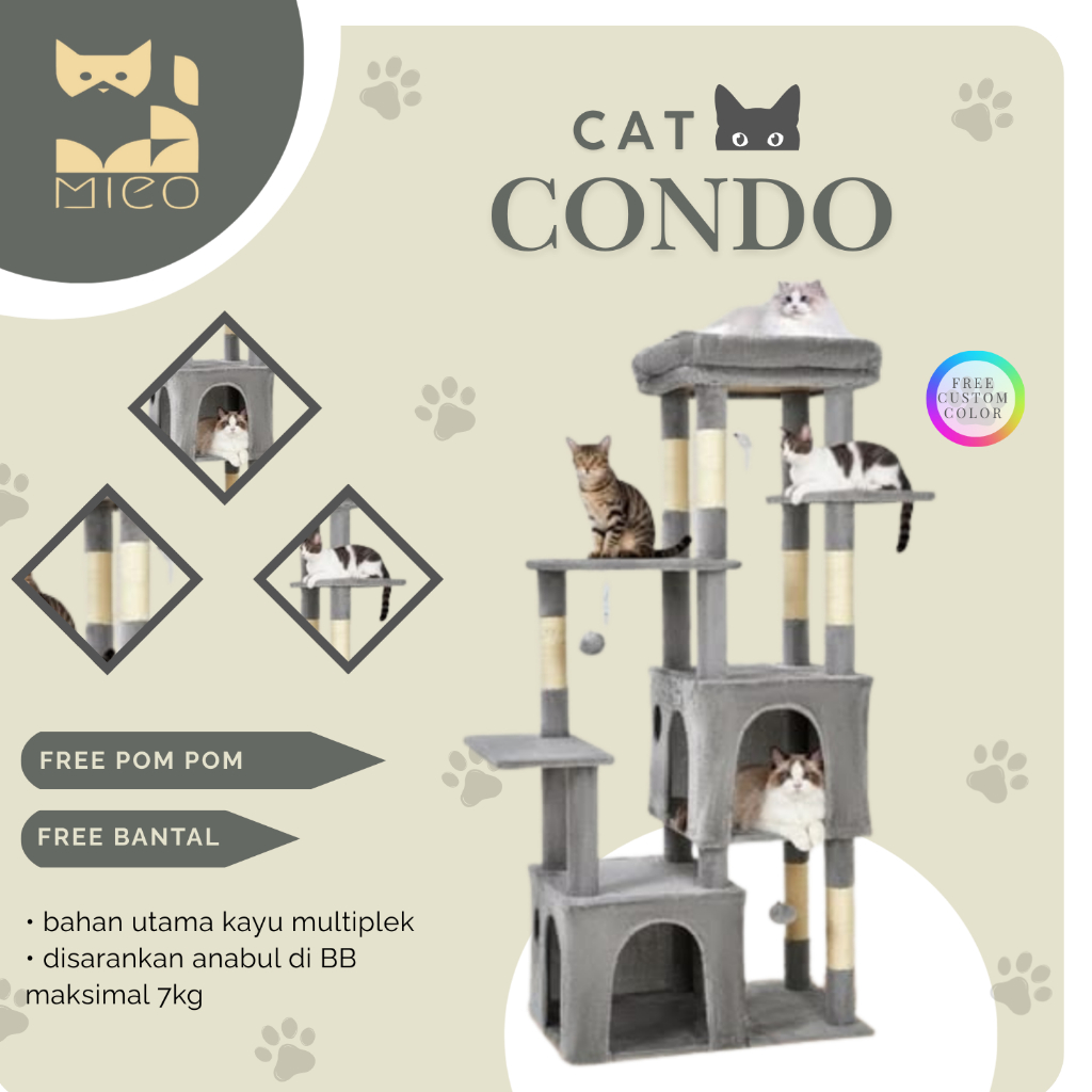 Kandang Kucing - Rumah Kucing Besar - Mainan Kucing- Garukan Kucing - Peralatan Kucing Anggora Persi