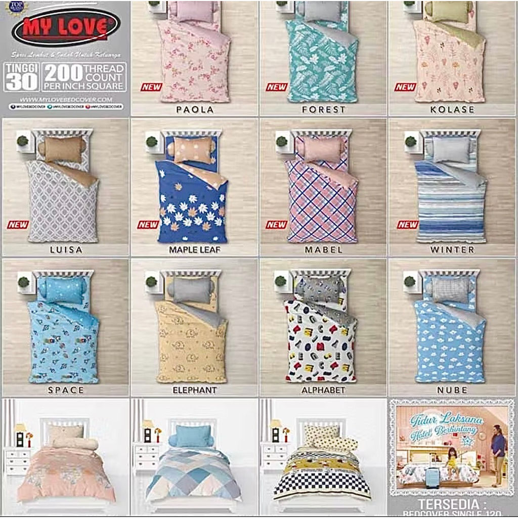 SPREI / Sprei My Love 120x200 ( Single size ) Tinggi 30