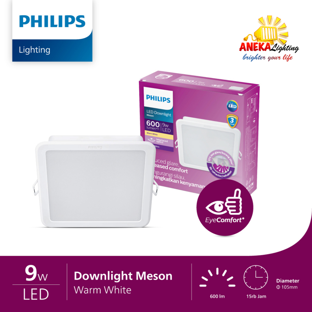 Philips Downlight LED Meson Kotak 59451 Square 9 Watt