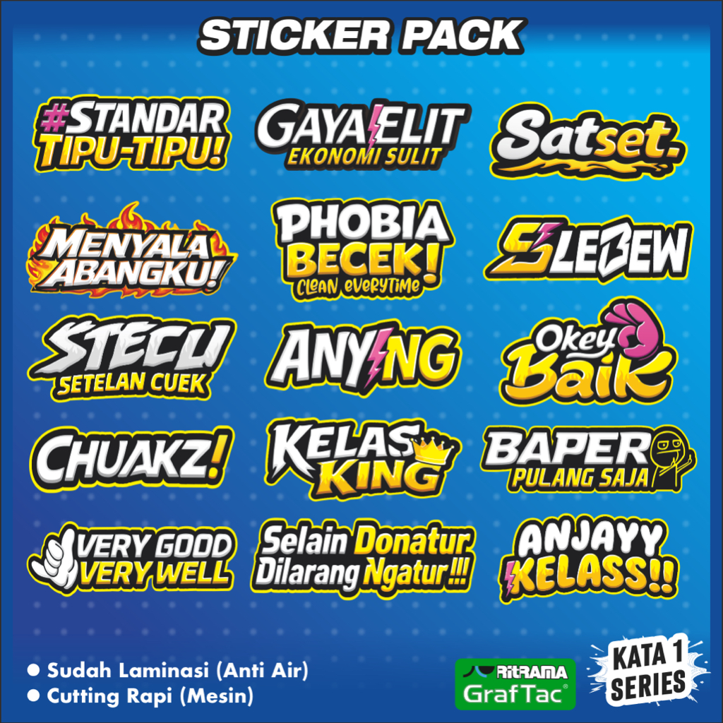 VIRAL [TERLARIS] BISA COD | STICKER VINYL BRAND KATA LUCU SERIES 1 | ANTI AIR UNTUK LAPTOP CASE TUMB