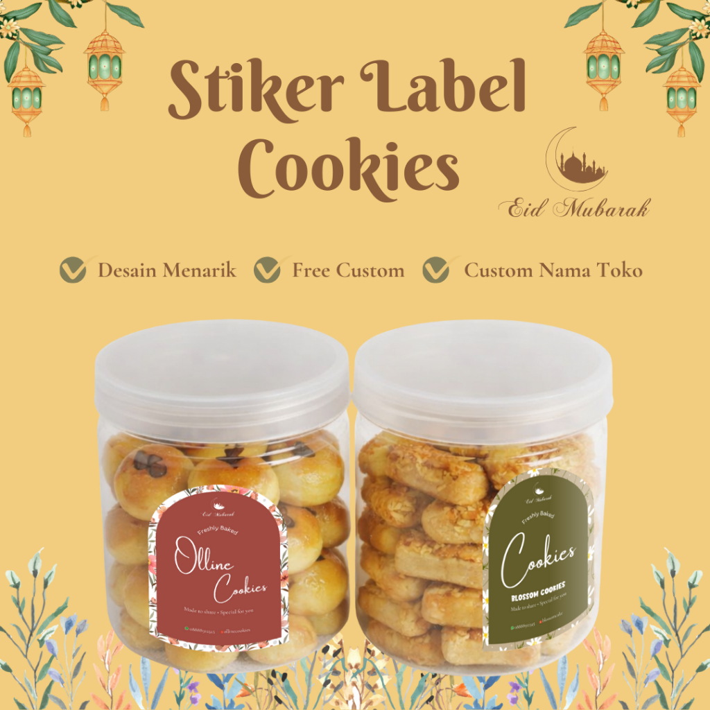 Stiker Label Kemasan Kue Kering Cookies Ramadhan Idul Fitri - Stiker Segel Idul Fitri Lebaran Toples