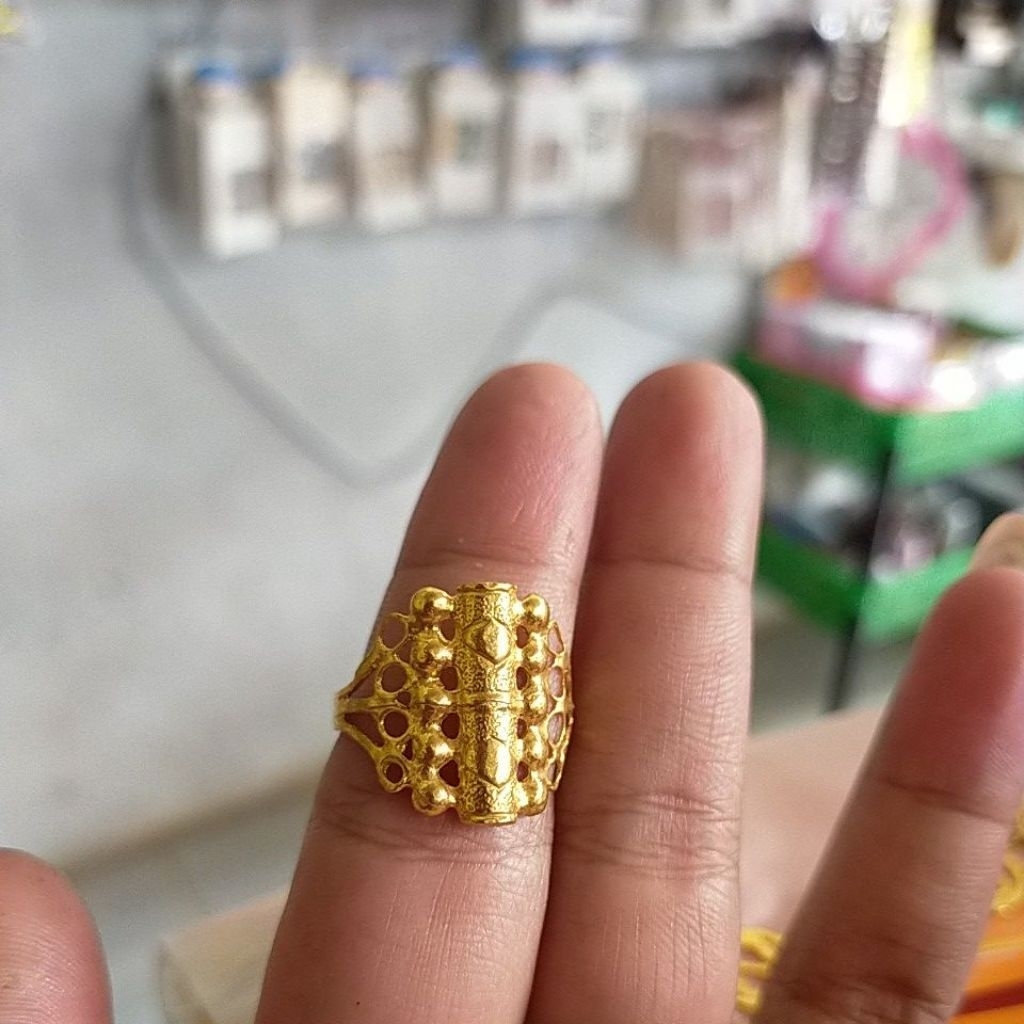 cincin bambu tengah bahan koin asli 91 uang 500an/kuningan
