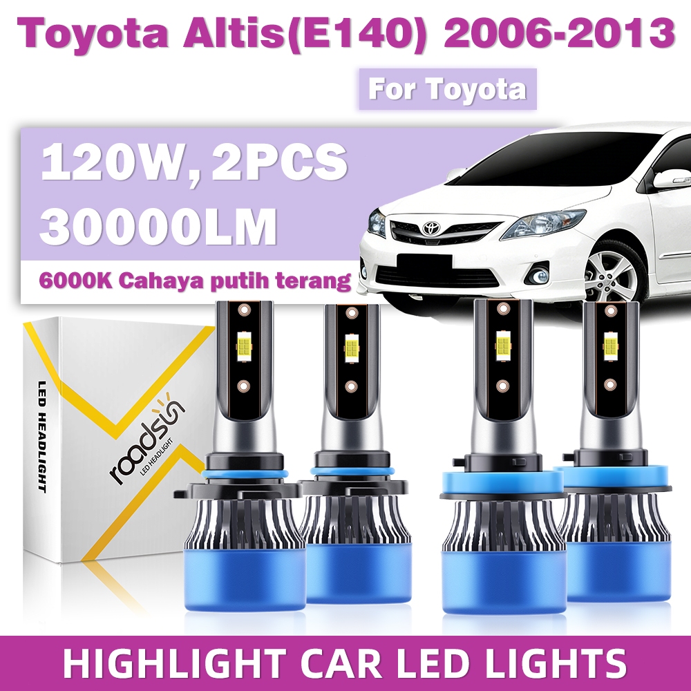 Lampu Depan Mobil LED ROADSUN 9006 H11, [Cocok untuk Toyota Altis(E140) 2006-2013]