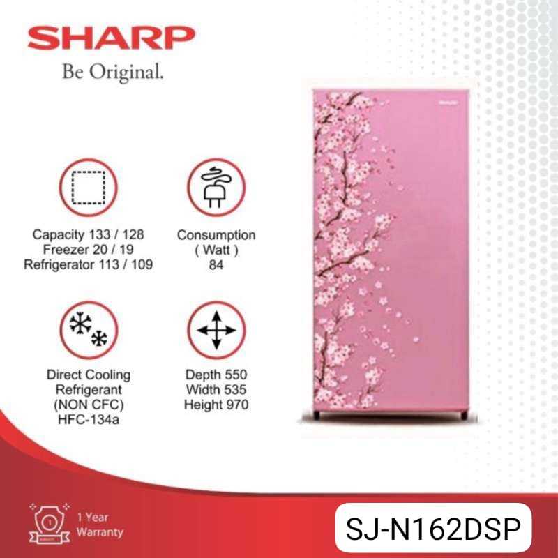 SHARP Kulkas 1 Pintu SJ-N162DSP 128 / SJN 163 DAP (133L) Kulkas Low Watt Original Garnsi Resmi