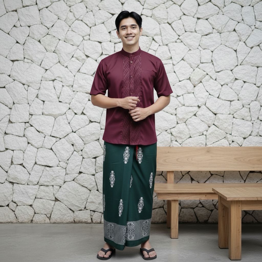 ELHADZ STORE Sarko Sarung Baju Koko Dewasa Toyobo Berkualitas Setelan Muslim Dewasa Koko Embos + Sar