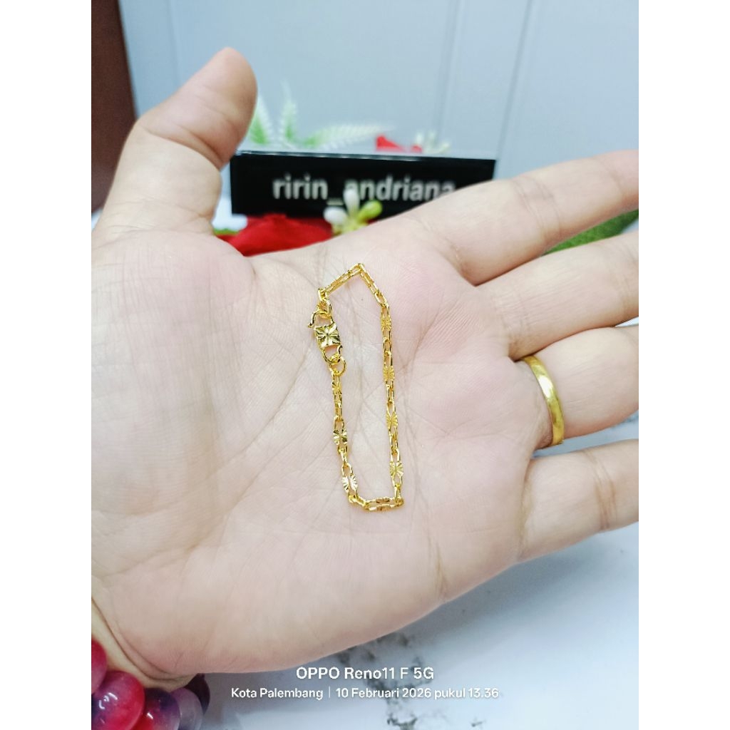 gelang biji cabe bayi/anak lapis emas 24 k