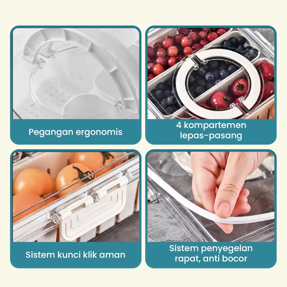 Raja Dapur Kotak Penyimpanan Kulkas Kontainer Kulkas Food Kontainer Kotak Penyimpanan Kulkas Akrilik