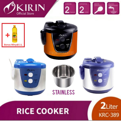 Rice Cooker Stainless Kirin KRC 389 2 Liter Magic Com Kirin 389 ss Penanak Nasi Kirin KRC-389 Stainl