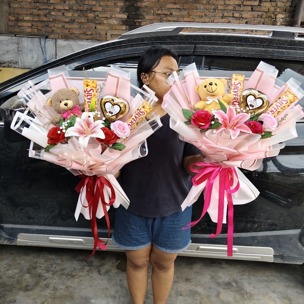 Buket Valentine / Buket Bunga Boneka / Buket Coklat / READY INSTAN MEDAN