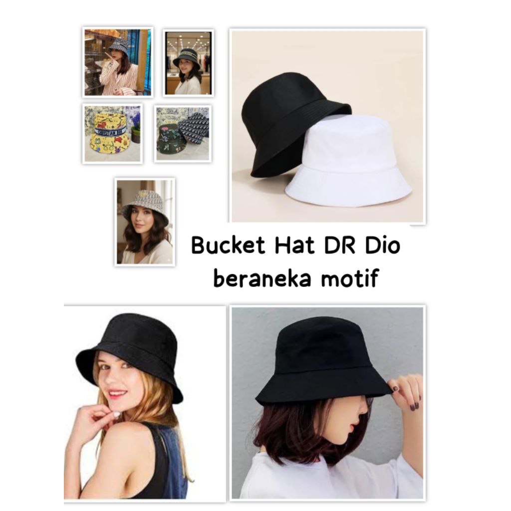 Topi Bucket Hat Dioo77 Topi Kanvas Premium Topi Wanita Topi Bulat Topi Kekinian Bisa COD