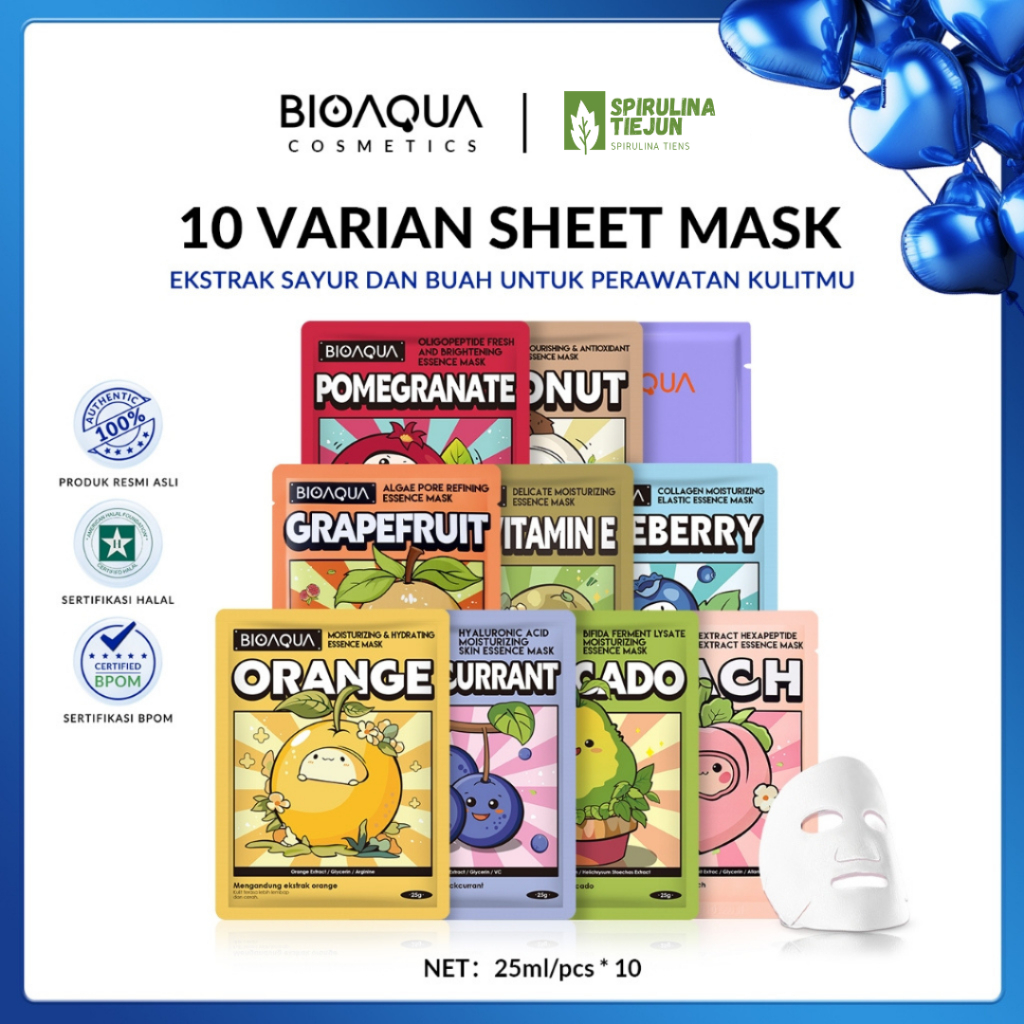 (BPOM ORI) SHEET MASK BIOAQUA,SHEET MASK BIOAQUA,SHEET MASK MURAH,SHET MASK BIOAQUA 12 PCS,SHETT MAS