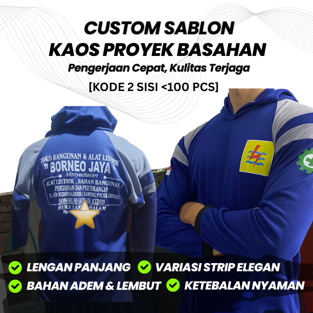 Custom Sablon Kaos Tani Proyek Lengan Panjang Pria [50 Pcs]