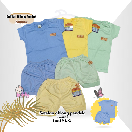 ZAHDAN Setelan Kaos Oblong Pendek Bayi Bahan lembut, Kaos Oblong Bayi Polos Warna kancing pundak Siz