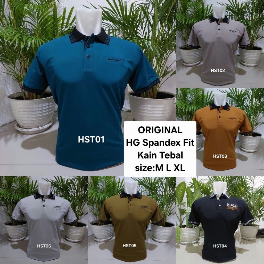 HUGO SPANDEX FIT - HUGO SELECTION BAHAN TEBAL PREMIUM BERKERAH KAOS HUGO SELECTION ORIGINAL size M L