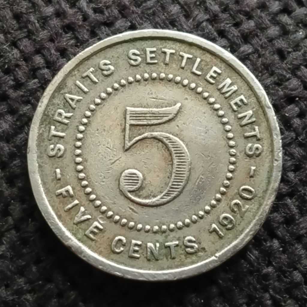 Koin Kuno Malaya Straits Settlements 5 Cents 1920 King George