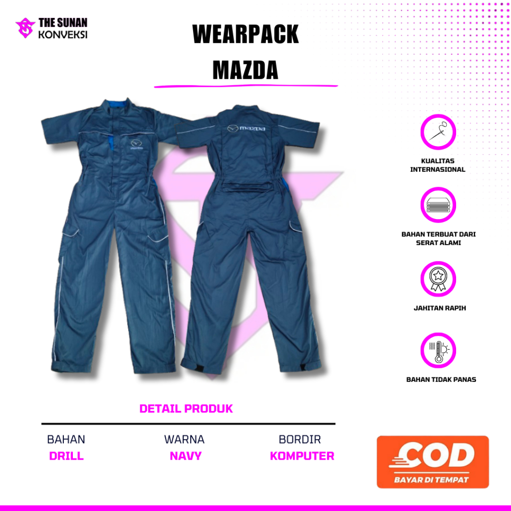 Wearpack Standar Mazda | Seragam Mazda | Wearpack Mazda | Seragam Mekanik Bengkel Pria