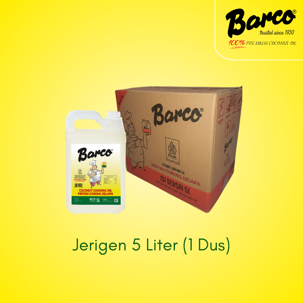 Barco Minyak Goreng Kelapa Jerrycan 5 liter - 1 Dus (4 Pcs)