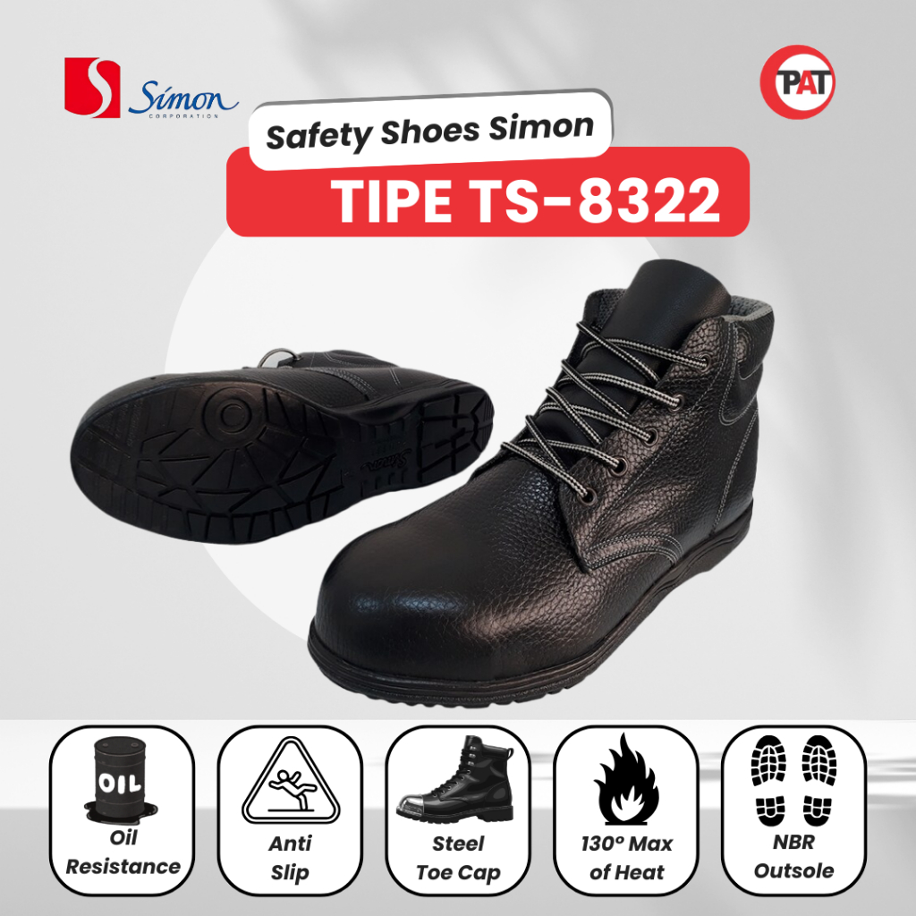 SIMON TS8322 Sepatu Safety Pria Safety Shoes Ujung Besi Sepatu Boots Sepatu Kerja Simon Original