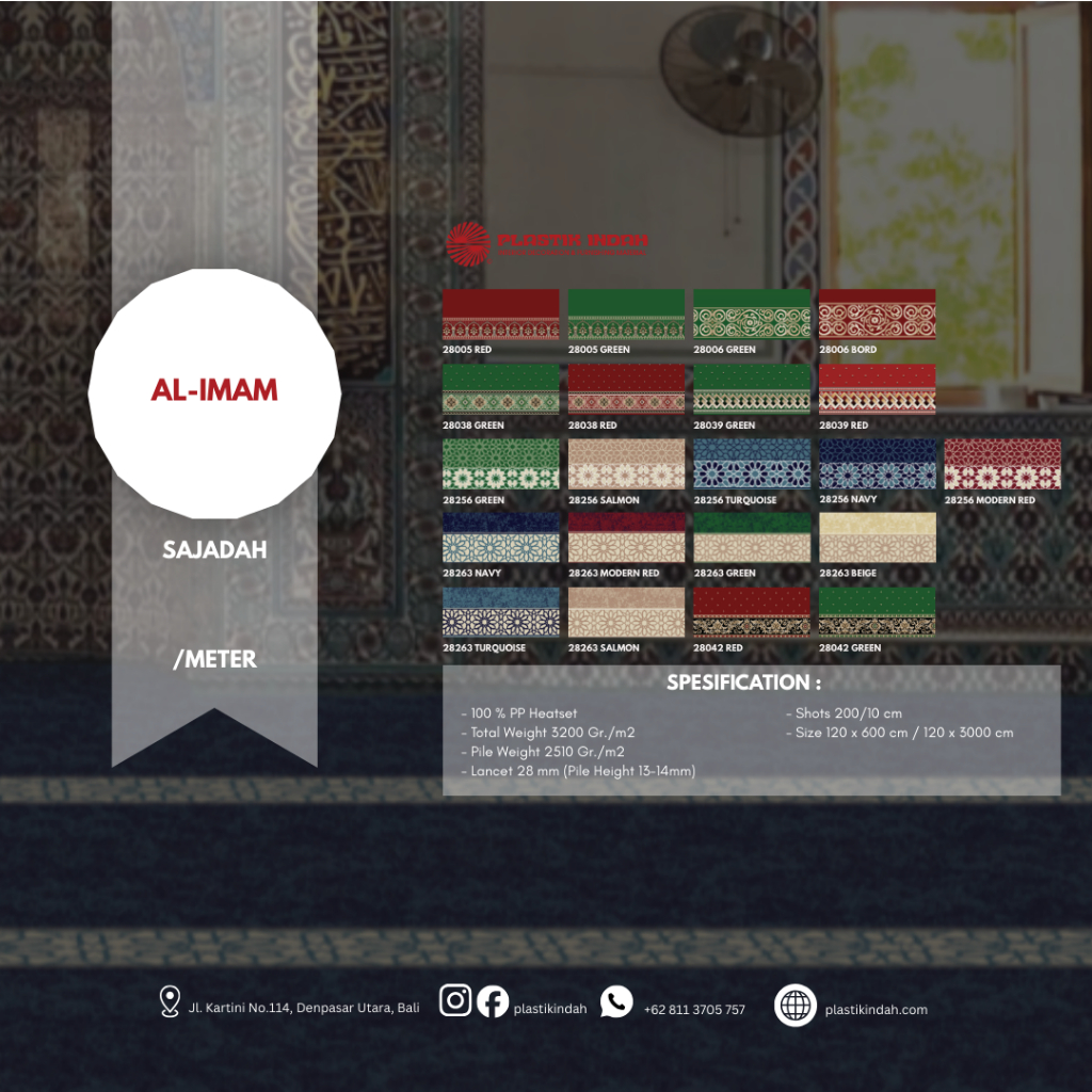 Sajadah Al-Imam | Sajadah Roll | Karpet Sajadah Roll | Gratis Obras Pinggiran | Lebar 1.20 M