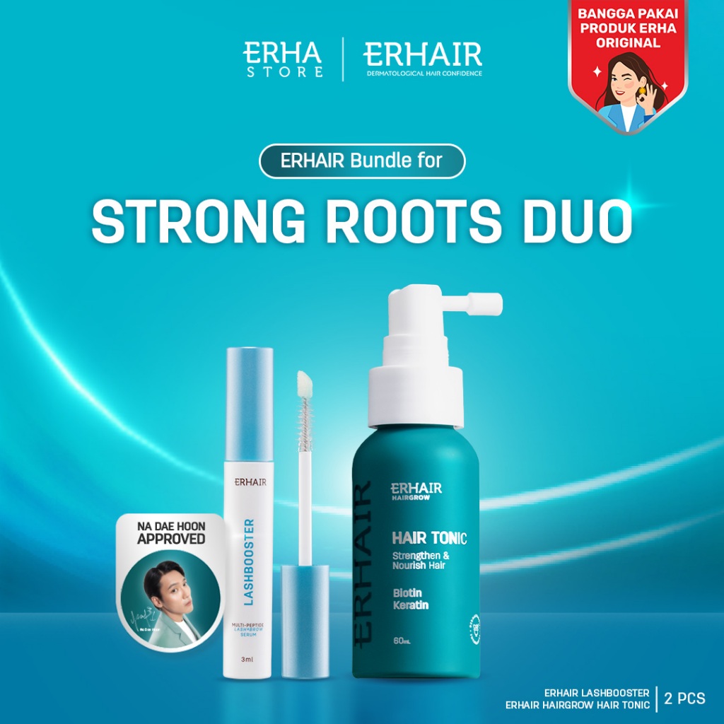 Erhair Strong Roots Duo [ERHAIR Lashbooster Multi-Peptide Lash & Brow Serum (3ml) + ERHAIR HairGrow 