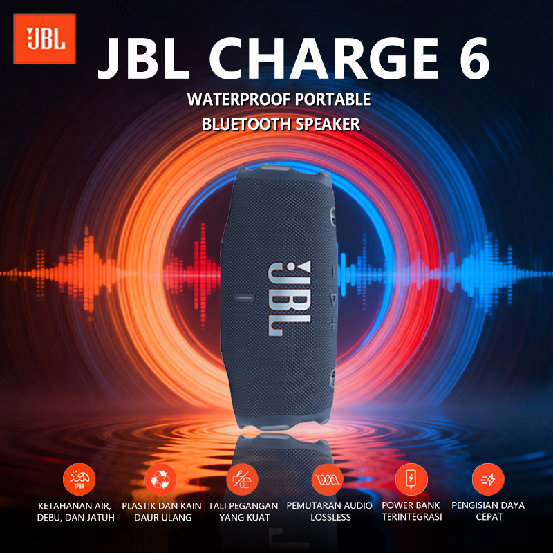JBL Charge 6 Portable Wireless Bluetooth Speaker Powerful Bass 28Hrs Playtime IP68 Waterproof and Dr