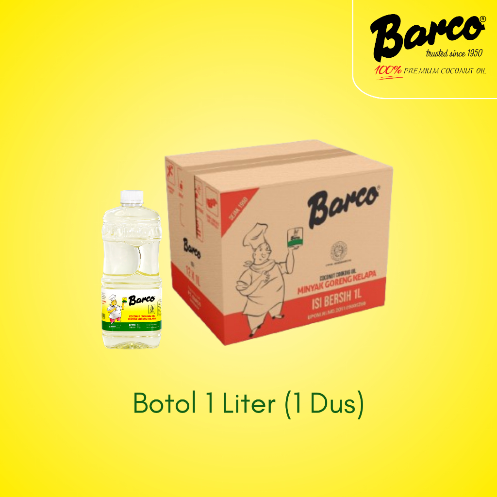 Minyak Goreng Kelapa "Barco" Botol 1 Liter - 1 Dus (12 Pcs)