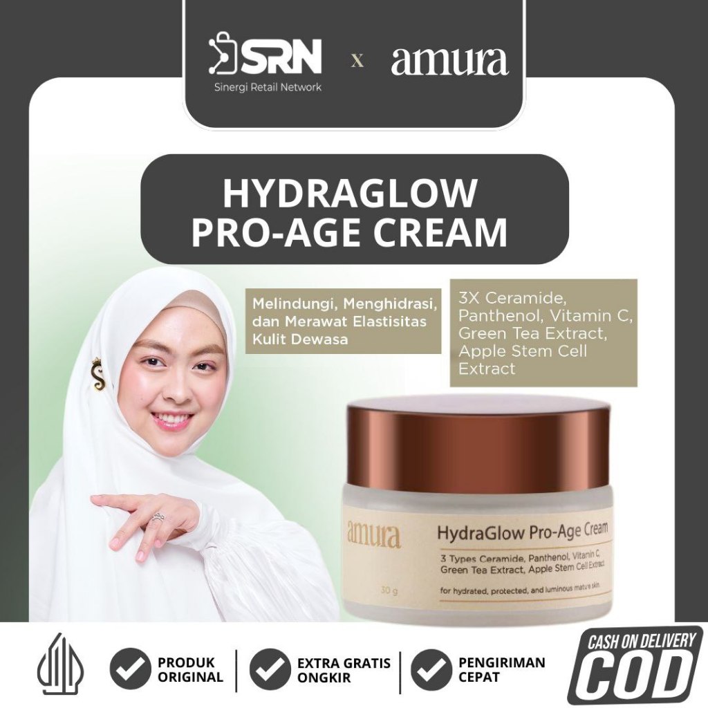 Amura HydraGlow Pro-Age Day Cream 30g | 3X Ceramide Memperkuat Skin Barrier Melembapkan Wajah