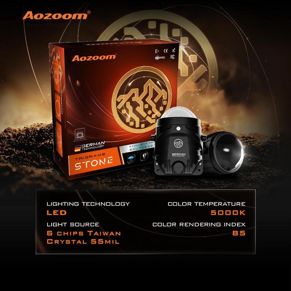Foglamp Aozoom STONE 3 INCH – Malam Jadi Siang, Anti Silau, Jarak Jauh