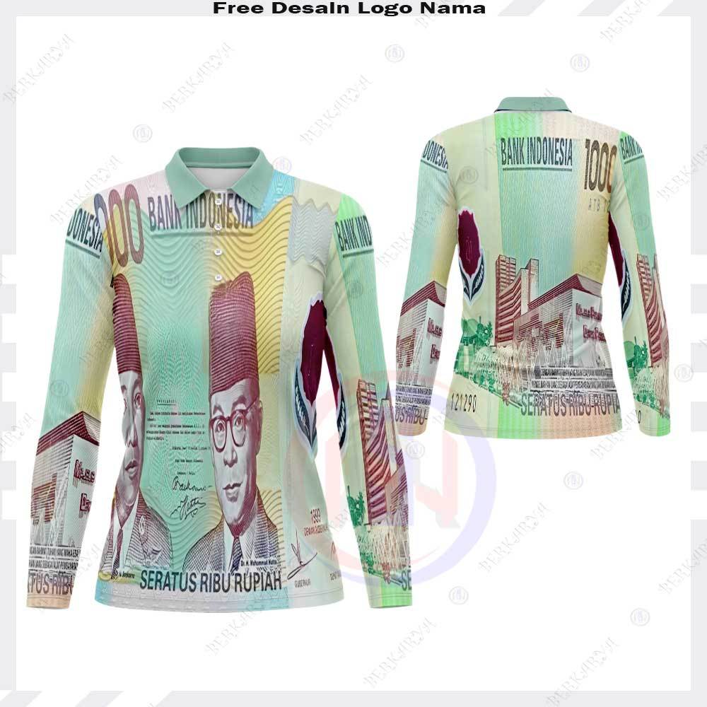 TERBARU Kaos Polo Wanita Jersey Uang 100 Ribu Jadul / Kaos Uang Keren / Baju Uang 100 Ribu Jadul