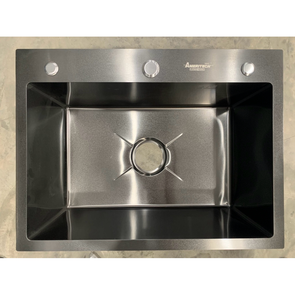 Wastafel Sink 1 Lubang Ukuran 60x45x22 AMERITECH 6045 Warna Black & Satin