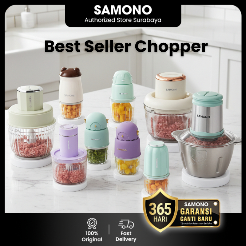 SAMONO Best Selling Chopper  Daging Bumbu Dapur MPASI Bayi Mangkuk Kaca Coper Serbaguna Multifungsi 