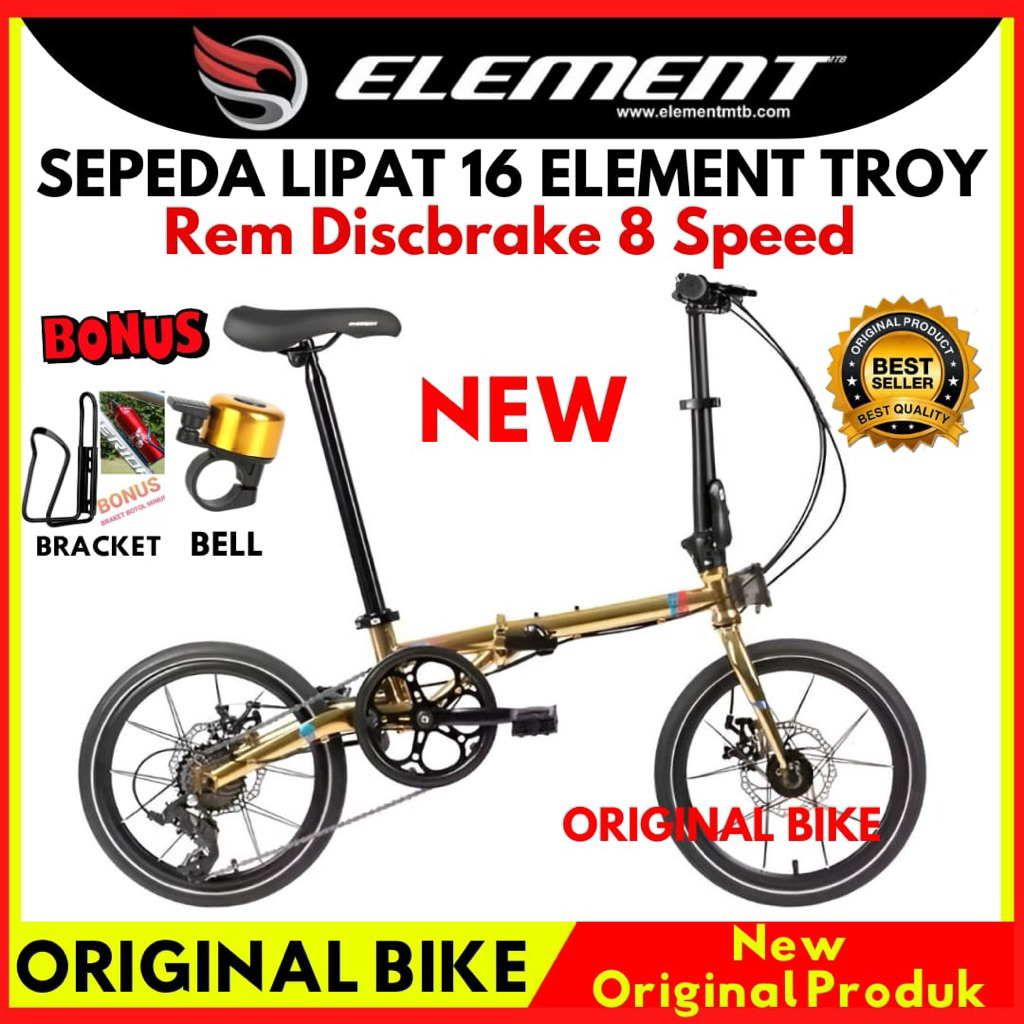 Sepeda Lipat 16 Element Troy Gold New