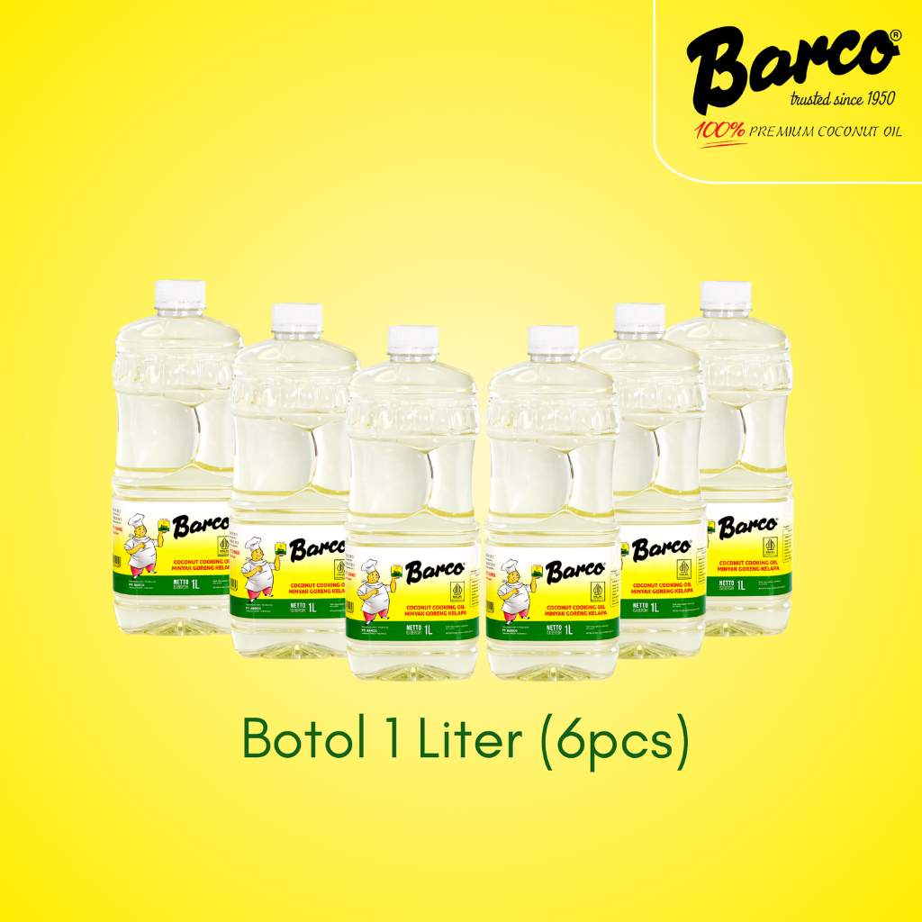Paket Hemat!! Minyak Goreng Kelapa  Barco Botol 1 Liter(6pcs)/Minyak Barco Botol/Jerrycan/Barco/Prom