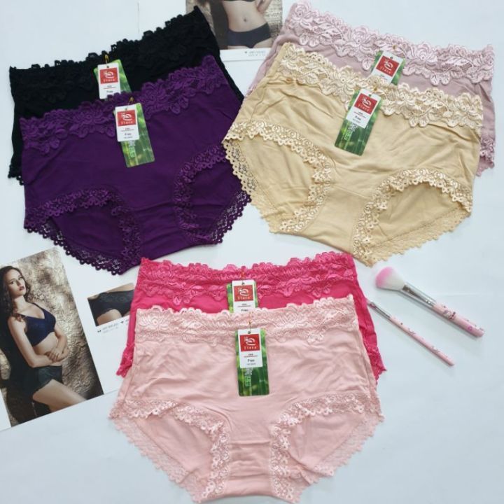 3 Pcs CD Elena Celana Wanita Katun Renda Jumbo fit 9005/9009 Bahan Lembut Free Size