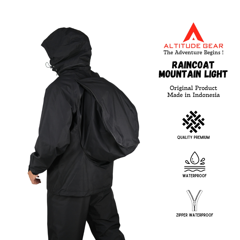 Jas Hujan Altitude Gear Mountain Light Raincoat Backpack Setelan Dewasa Pria Wanita
