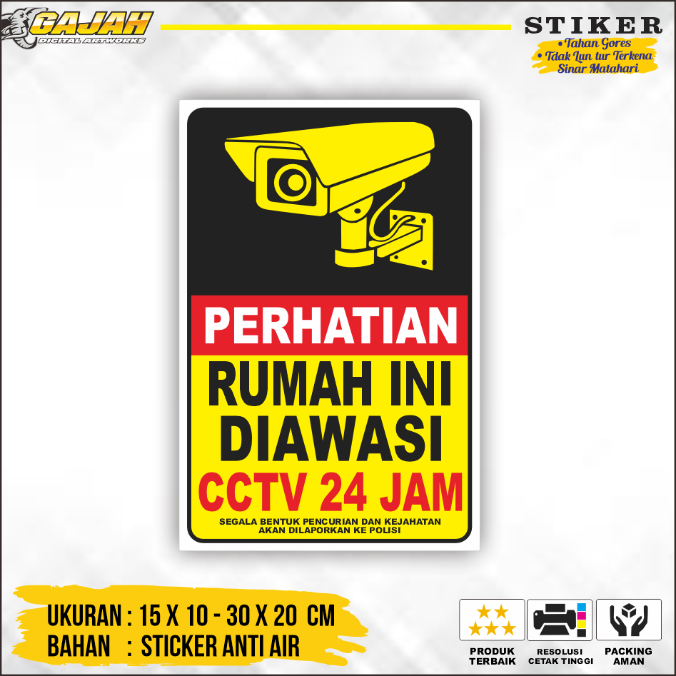Stiker Sign Rumah Ini Diawasi CCTV
