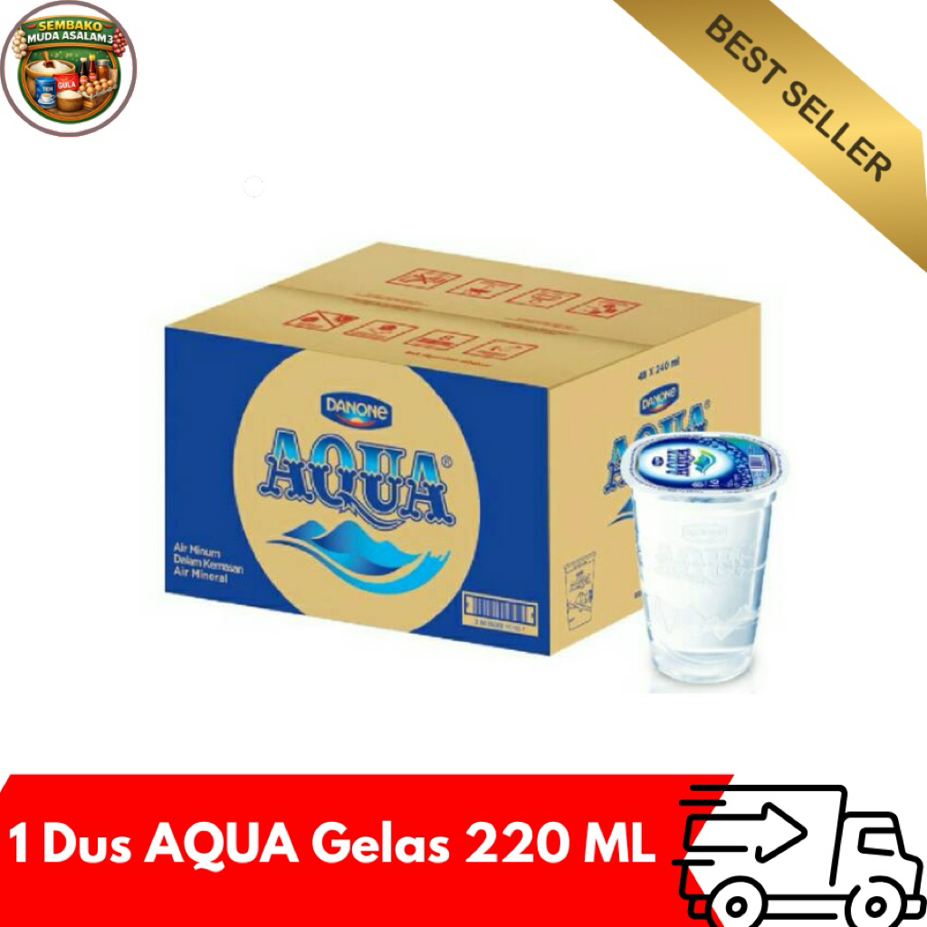 AQUA Air Mineral 220 ml / 1 Dus isi 48 Gelas / Aqua Gelas 1 Dus