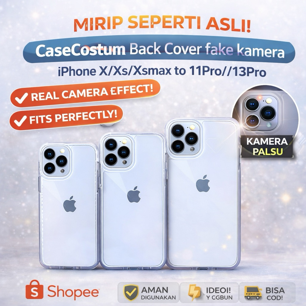 CaseCostum BackCover fakekamera Iphone X/Xs/Xsmax to 11pro//13Pro