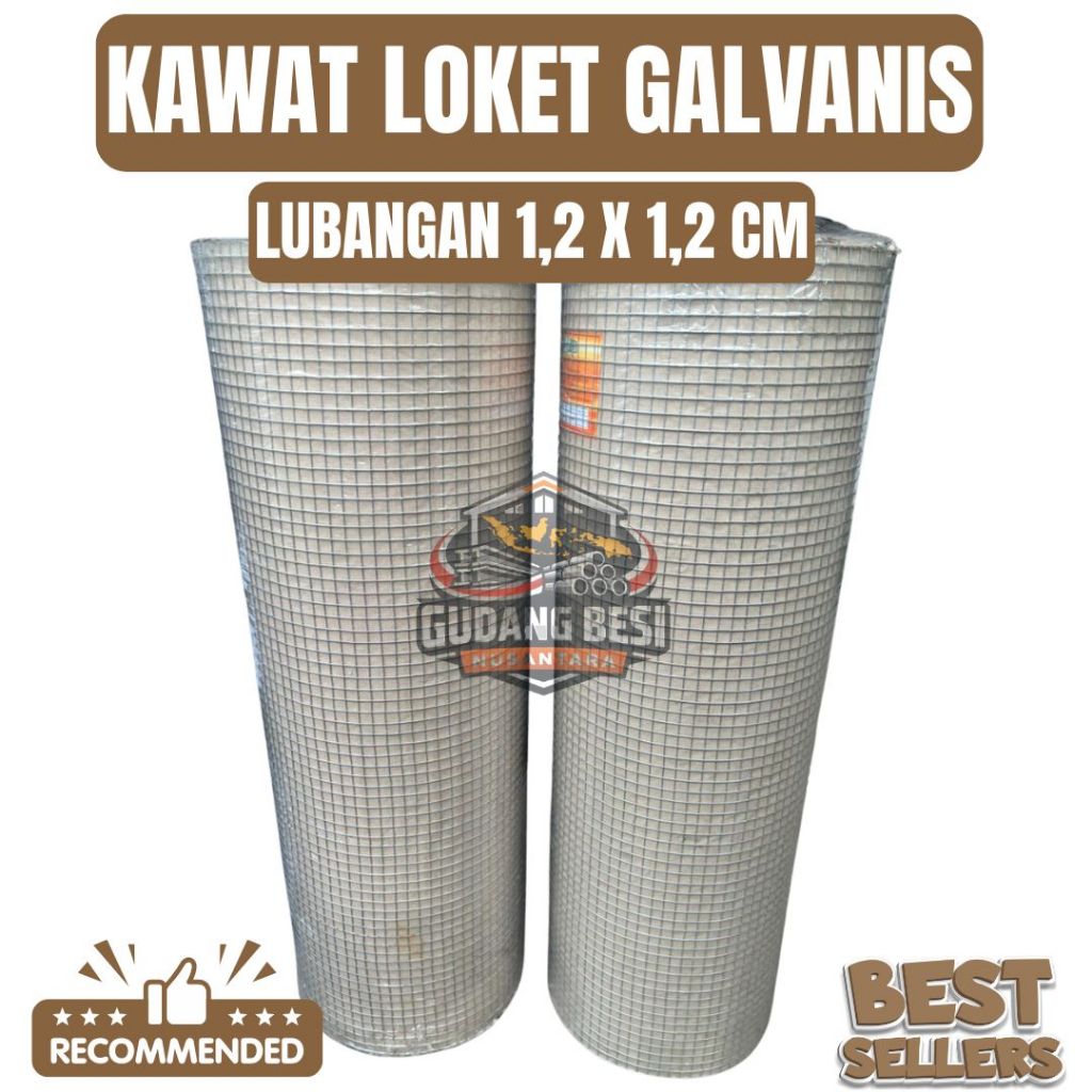 Kawat Loket Galvanis Lubangan 1,2 x 1,2 cm Panjang 30 meter Tebal Kawat 1,2 mm - 1,4 mm | Best Selle