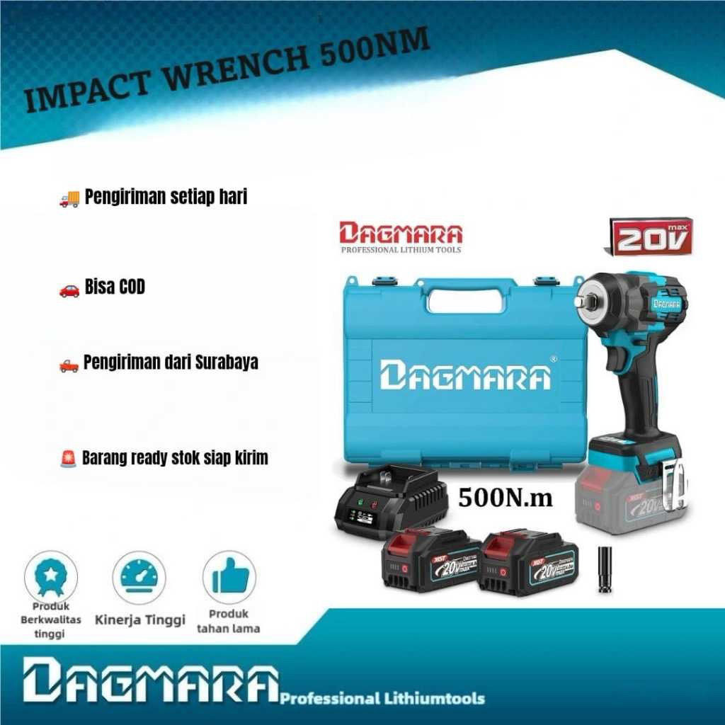 Dagmara DIW500 Bor Cordless Impact Wrench 500nm 1/2 Inch Brushless Heavy Duty