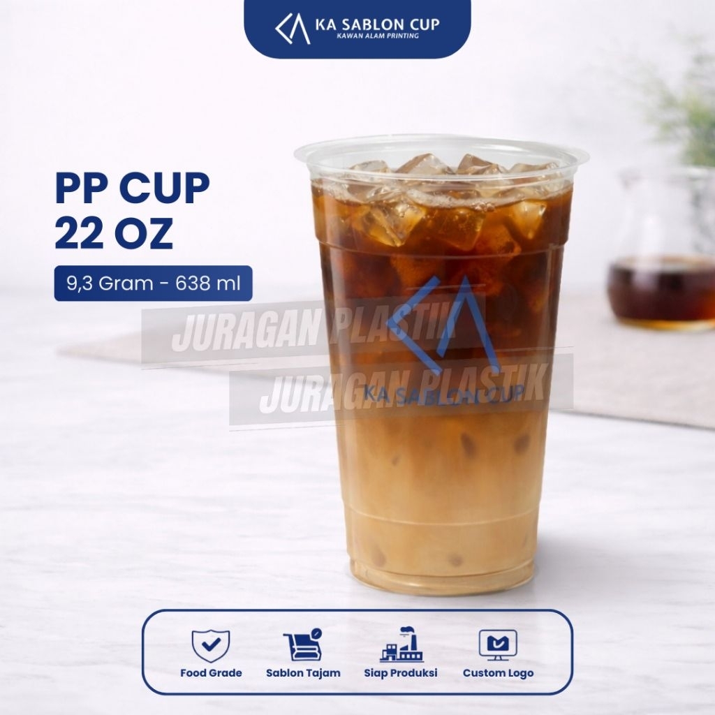 PP CUP 22OZ  (Cup Plastik / Gelas Plastik) Bahan Tebal