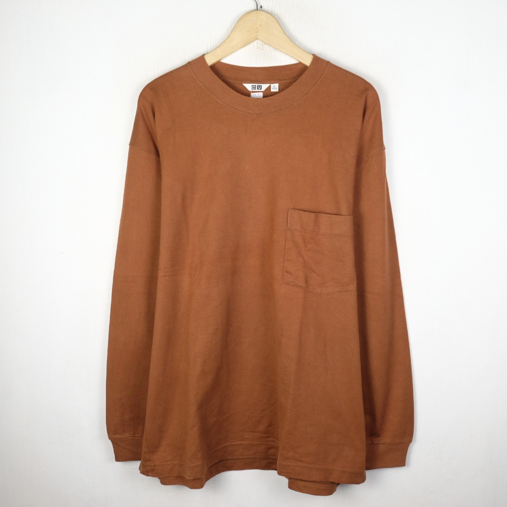 KAOS LENGAN PANJANG UNIQLO U POCKET BASIC LONG SLEEVE TSHIRT AIR93 SIZE XL OVERSIZE