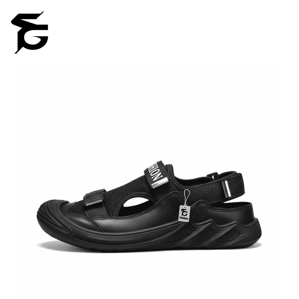 Fashgenics Sandal Pria Okayama Black Sendal Anti Licin Berventilasi Santai outdoor Hiking Pantai