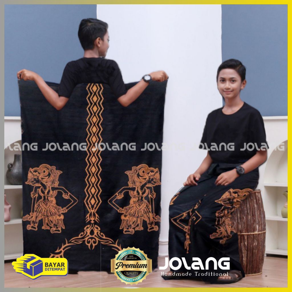 Sarung Santri Anak Pondok Laki Laki Motif Wayang Batik Jawa Warna Hitam Bahan Adem Dan Halus Bisa Co