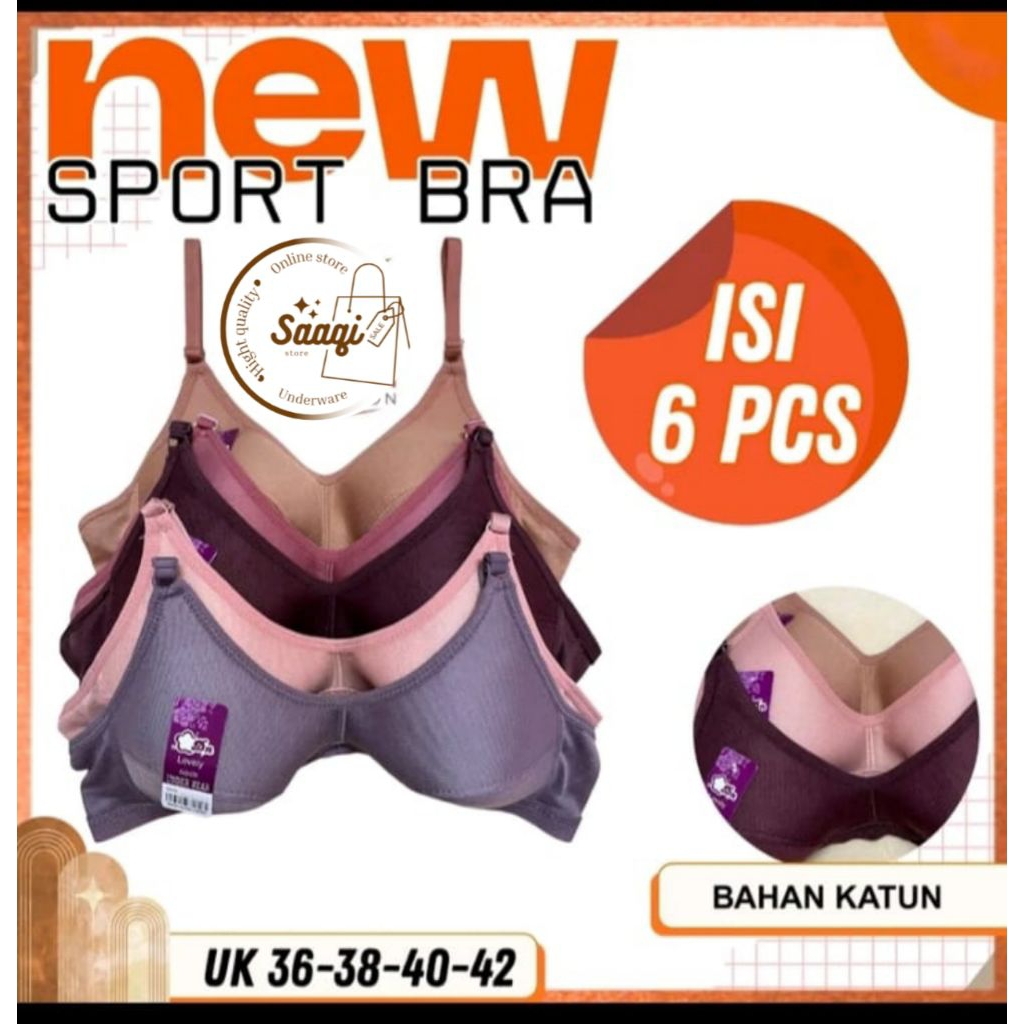 Bra Sport Wanita DN LOVELY Tanpa Kawat dan Busa, Nyaman untuk Olahraga & Sehari-hari