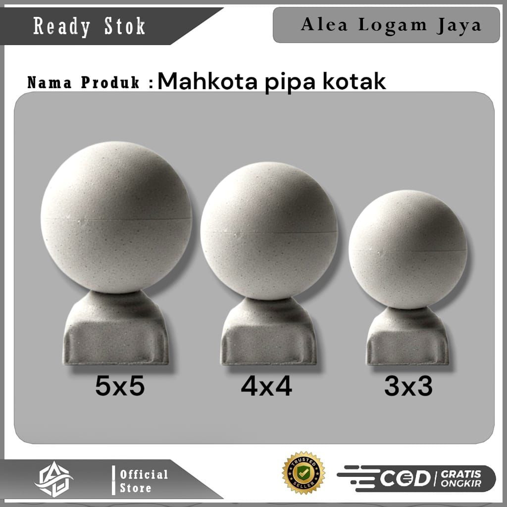 Ornamen aksesoris besi tempa model Mahkota untuk tutup pipa hollow 3x3 4x4 5x5